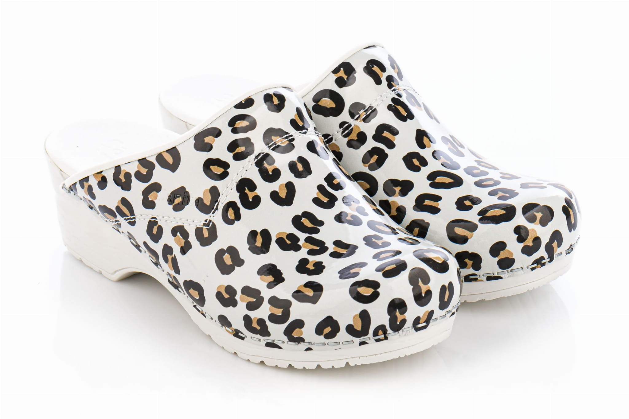 sanita animal print clogs