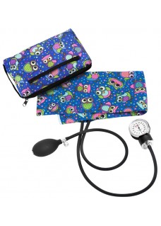 Premium Aneroid Sphygmomanometer with Carry Case Party Owls Blue