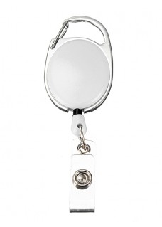 Retractable Badge/ID Holder Carabiner White 