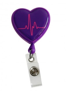 Retracteze ID Holder Heart ECG Purple