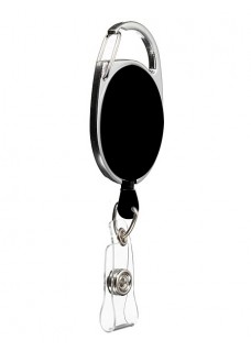 Retractable Badge/ID Holder Carabiner Black