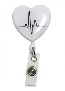 Retracteze ID Holder Heart ECG White