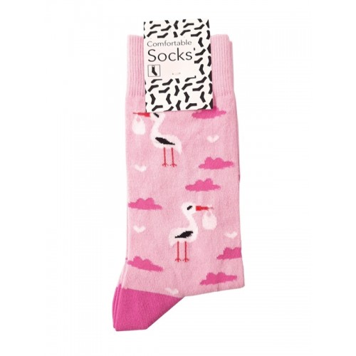 Happy Womens Socks Stork Baby Pink