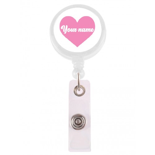 Retracteze ID Holder Pink Heart with FREE name print