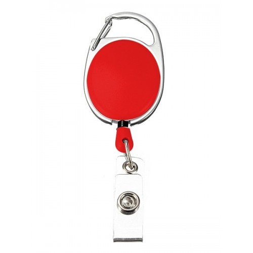 Retractable Badge/ID Holder Carabiner Red